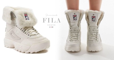 FILA老爹鞋變成「毛絨絨雪靴」！FILA老爹鞋版型+4cm鋸齒增高，雙腳保暖又顯腿長