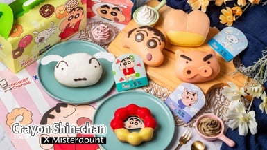 Mister DonutＸ蠟筆小新聯名！小白、肥嘟嘟左衛門、搖屁屁甜甜圈，蠟筆小新周邊也登場