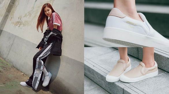 adidas Originals EVERYN SLIP ON小白鞋！奶油色和裸膚色懶人鞋春夏必備