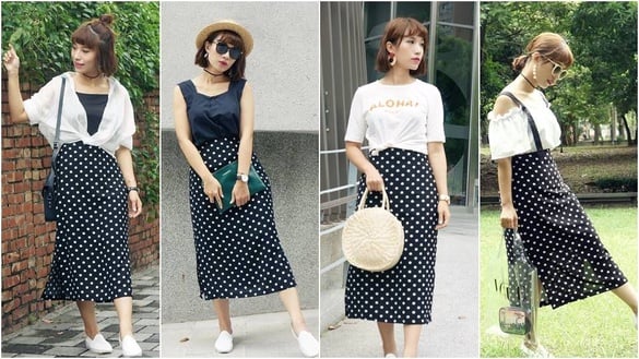 |柯蘿依Chloe專欄|黑與白 就是經典！點點長裙重複穿搭Look Book