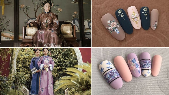 《延禧》不只莫蘭迪色美甲，連花樣都是娘娘系搭配！細緻古典美