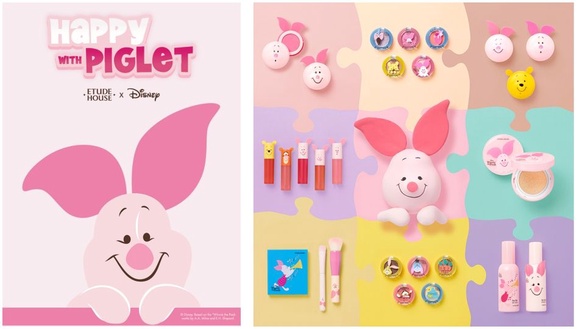 超燒聯名再一波！Etude House推出「小熊維尼彩妝」，超萌小豬化身主角！