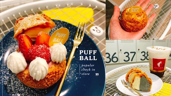 最新熱門打卡泡芙店Puff Ball在這裡，一不小心以為自己走進網球場~