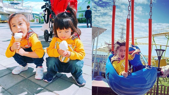 咘咘、Bo妞到兒童樂園玩！兩姊妹超可愛情侶裝，7張出遊照爸爸釋出