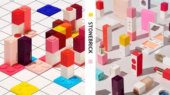 韓國新品牌Stone brick推出「積木彩妝」！一字排開的唇膏牆，畫面超療癒～