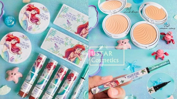 泰國彩妝Ustar Cosmetics x 小美人魚「愛麗兒」，貝殼壓紋的粉餅也太可愛了吧！