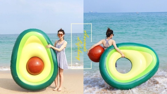 美國Amazon「酪梨游泳圈」超搶眼！一物三用，夏天去海邊拍美照必備！
