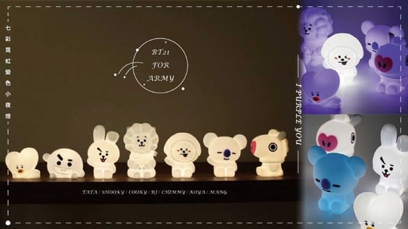 Army看過來！BT21最新周邊「七彩霓虹變色小夜燈」超療癒～讓他們陪你入睡已經太幸福了！