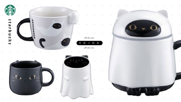 貓奴都要瘋啦！星巴克萬聖節新品「黑貓小精靈」系列，喬裝成小幽靈的黑貓超級萌！