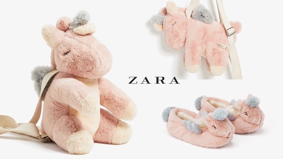 ZARA推出夢幻粉嫩「獨角獸背包」！還有超療癒毛絨獨角獸拖鞋、斜挎包，原來ZARA童裝區也這麼好挖寶！