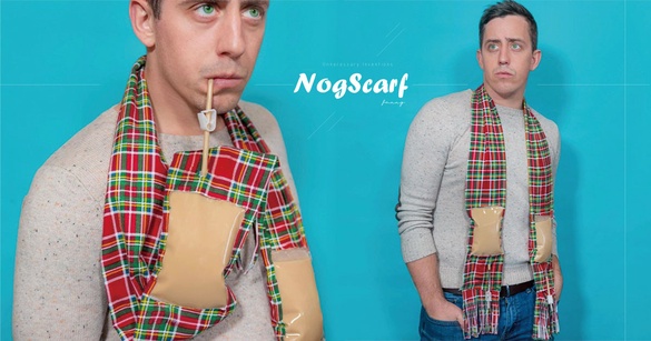 隨時隨地都能喝奶酒啦！NogScarf 蛋奶酒圍巾，圍巾＋奶酒二合一，聖誕潮時尚必備！