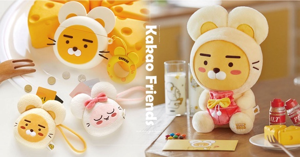 萊恩、桃子變身小白鼠！Kakao Friends鼠年新品，坐在起司上拜年的萊恩鼠太萌啦！