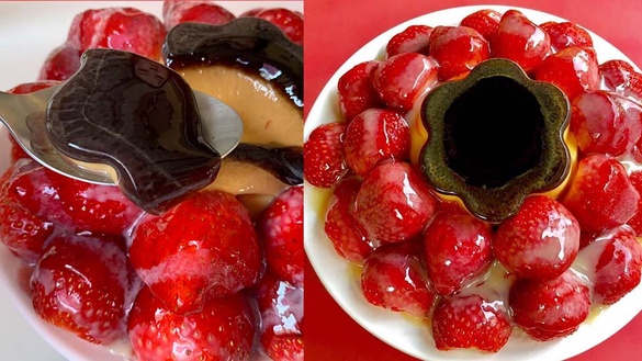 大布丁加上滿滿的新鮮草莓！高雄必吃「芒果好忙」推草莓季必吃冰款「布丁草莓雪花」