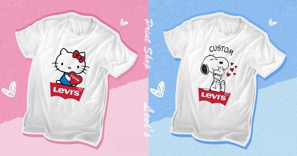 情侶T也能客製化！LEVI’S推出情人節專屬卡通客製TEE，讓凱蒂貓、史努比陪你高調放閃