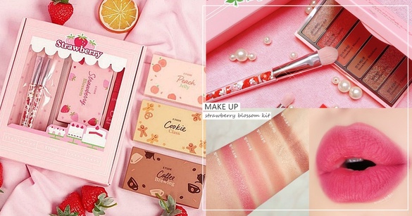 ETUDE HOUSE「草莓甜點」彩妝！超可愛草莓、蜜桃眼影盤，刷具裡還有一顆顆甜點碎片