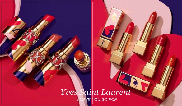 YSL新POP告白系列大膽示愛！YSL圓管、方管都推不同濃烈的鮮紅色，讓熾熱紅唇性感無敵