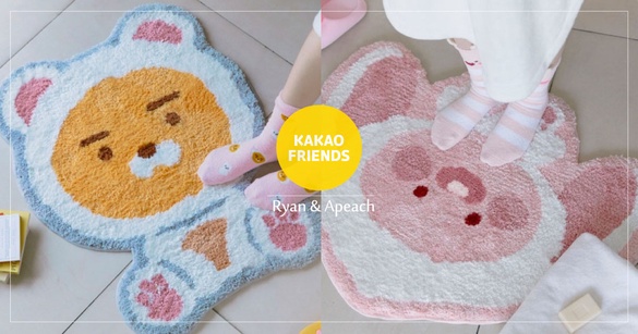 Kakao Friends 推萊恩小白熊、桃子小粉兔「絨毛吸水腳踏墊」，快趁官網大特價買起來！