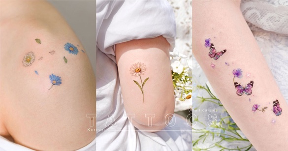 刺青圖案範本！韓系「小花」刺青正夯，優雅玫瑰、小雛菊圖案，直接化身行走的花仙子～