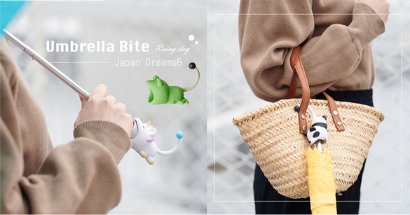 雨天必備「Umbrella Bite」全新登場，萌萌柴犬、獅子咬住雨傘握把，還可掛桌上超實用