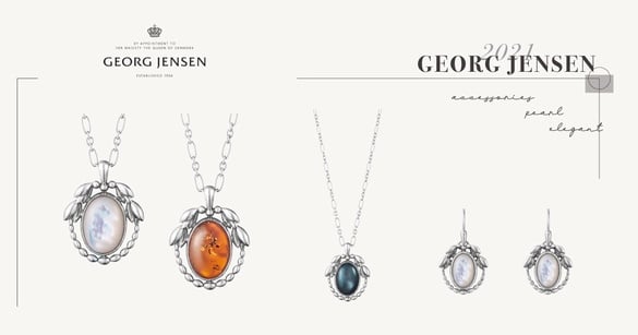 GEORG JENSEN喬治傑森「2021年度項鍊」，珍珠母貝低調優雅、拉長石散發神秘幽藍光芒