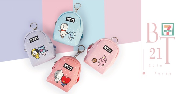BT21「迷你後背包零錢包」7-11開賣！共四款宇宙明星造型，還可當鑰匙圈使用～