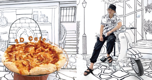 在2D餐廳內吃比薩！2D Cafe 新北旗艦店新開幕，在歐洲街頭吃限量手工PIZZA！