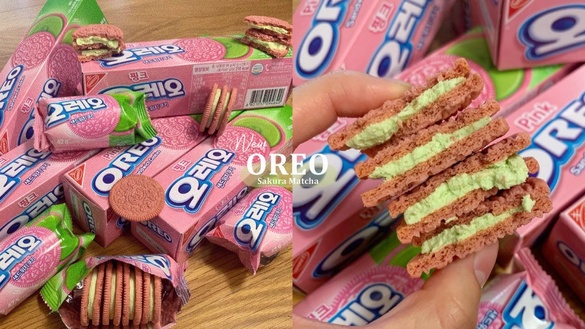 世上最夢幻「櫻花抹茶OREO」登場！「櫻花粉 x 抹茶綠」療癒配色、清爽微甜超春天～