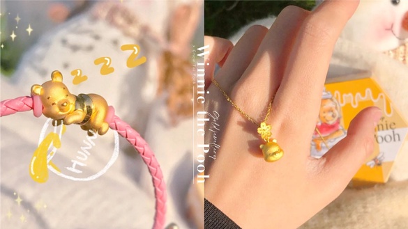 「周大福x小熊維尼」夢幻金飾熱賣中！各種金色維尼超療癒，這款「趴姿維尼手環」必收