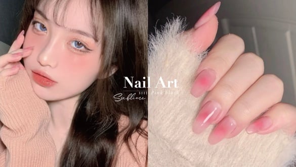 日系小腮紅美甲範本！粉色指尖散發白裡透紅感，根本是仙女姊姊御用款