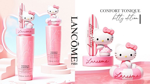 蘭蔻超可愛Hello Kitty化妝水登場！限定Kitty瓶蓋可愛到犯規，兩款泳裝Kitty簡直必收