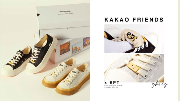 KAKAO FRIENDS x EPT「萊恩、春植帆布鞋」萌翻天！鞋帶藏著小臉蛋、鞋舌LOGO巨可愛