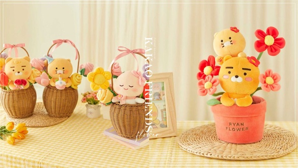 KAKAO FRIENDS花店開張啦！「萊恩&amp;春植盆栽花束」超可愛，花籃花束裝入你的滿滿心意～