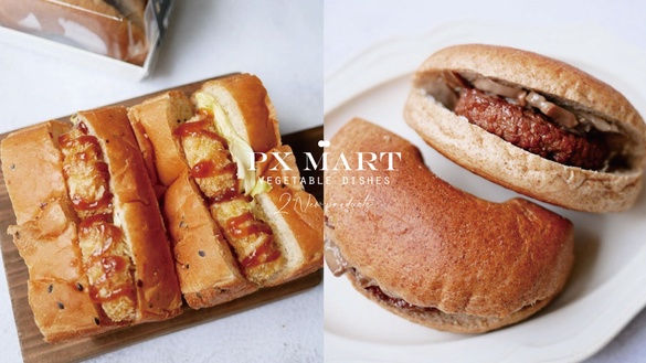 素食者福音！全聯素食新品「蔬食肉排貝果堡、可樂餅三明治」，Q彈植物肉回烤超美味