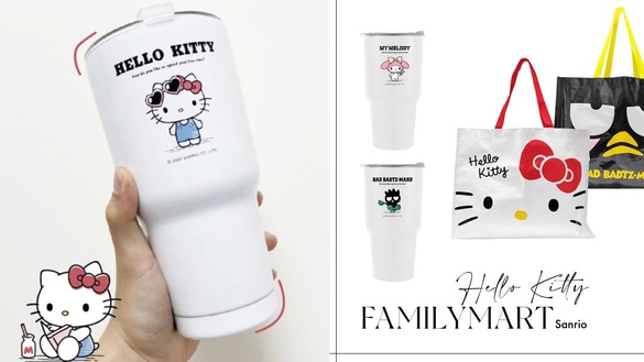 Hello Kitty在全家！全家開賣Kitty冰霸杯，酷企鵝、美樂蒂也有，Kitty大臉購物袋必買