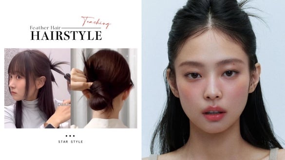 Jennie、朴恩斌都在綁！2023韓系「羽毛紮髮」綁法教學，清純減齡、這款中短髮也能綁