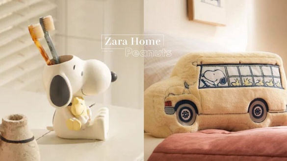 可愛爆擊！Zara Home x Peanuts史努比系列登場，史努比抱枕、餐盤、文具到寢具都有