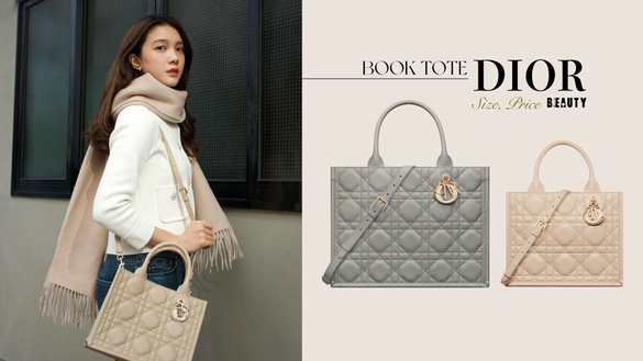 Dior Book Tote全新「藤格紋肩帶款」剛上架就賣翻！官網尺寸＋價格整理，奶茶色必收！