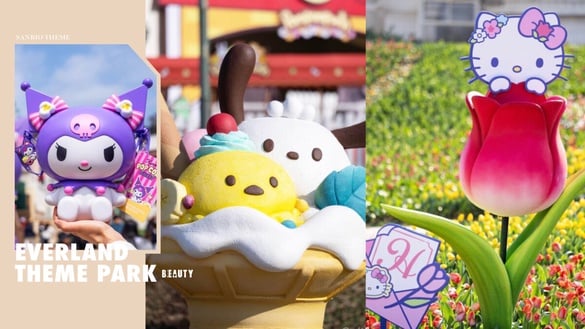 韓國愛寶樂園2024「三麗鷗鬱金香主題」登場！KITTY打卡點太可愛，酷洛米爆米花桶必收