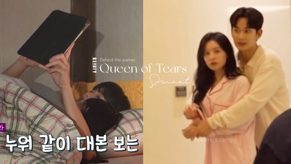 《淚之女王》高甜花絮片段！金秀賢床上抱金智媛看劇本、溫柔摸頭殺，花絮竟比正片還甜