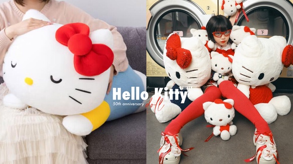 可愛爆擊！「Hello Kitty 50周年大玩偶」新登場，70公分趴姿必收，再推BEAMS聯名系列