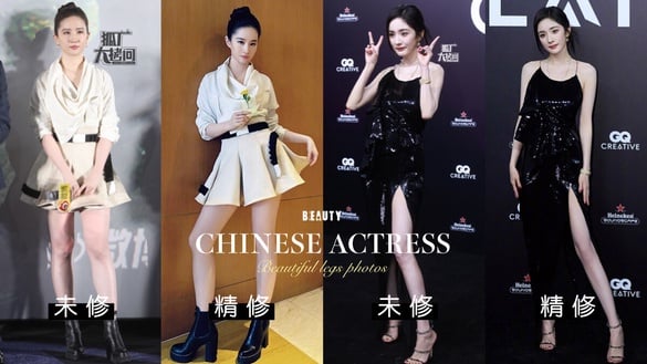 10位陸劇女星「美腿照」精修vs未修！劉亦菲被嘲象腿，楊冪是腿精，但唐嫣王楚然才逆天