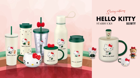 Hello Kitty粉絲收！星巴克聯名Hello Kitty系列回歸，Hello Kitty 杯緣子加價購別錯過