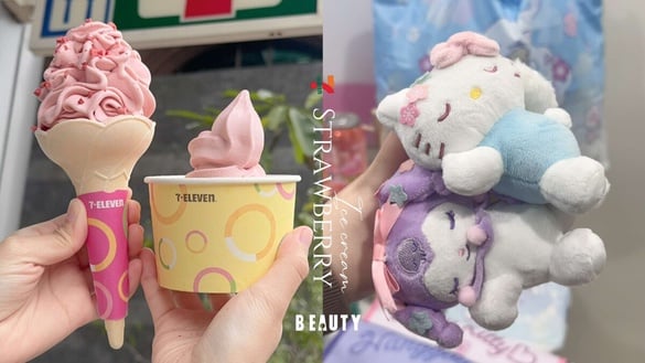 7-11「韓國草莓巴斯克霜淇淋」登場！櫻花玫瑰思樂冰、三麗鷗周邊，再抽金秀賢見面會