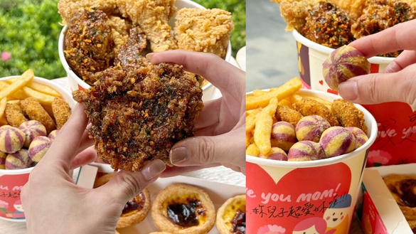 肯德基母親節限定必吃「親子全家餐」，吃得到蜂蜜風味蒜醬脆雞，還有一元開吃優惠