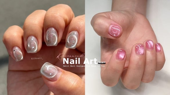 2025最火「漩渦美甲」款式範本：貓眼款式最百搭、多巴胺風也來參一咖！