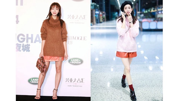 吳謹言、迪麗熱巴同場比美！兩人3次撞衫，吳謹言和14位女星撞衫對比圖，竟完勝女神Krystal