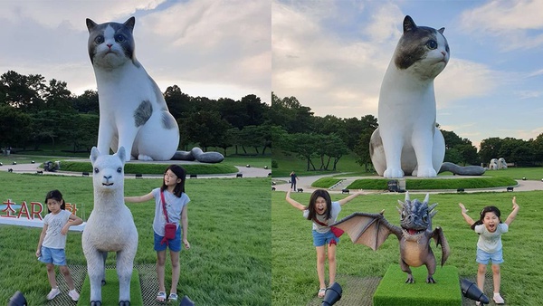 巨型喵星人出沒！韓國奧林匹克公園「AR動物園」，10公尺超巨大貓咪成為最新打卡熱點！