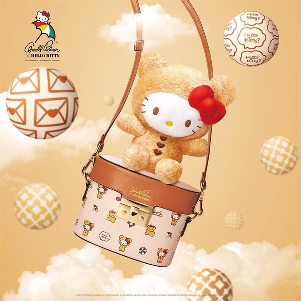 Arnold Palmer X HELLO KITTY泰迪熊，買包附贈一整隻kitty玩偶熊，超高CP值kitty控必收！