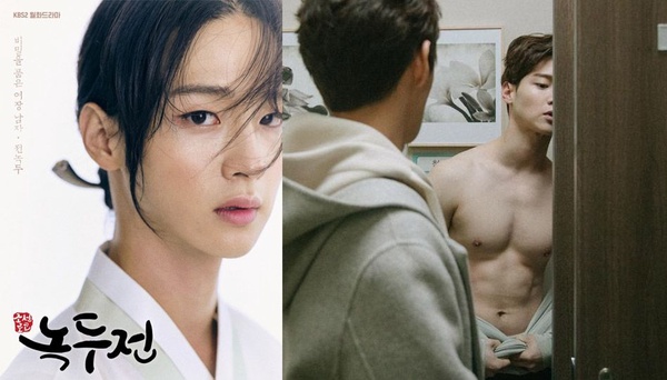 《綠豆傳》張東尹女裝美翻，但有腹肌好違和！7位「天使臉孔魔鬼身材」的男星，丁海寅身材好狼系