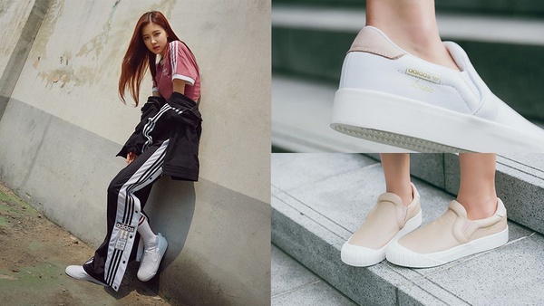 adidas Originals EVERYN SLIP ON小白鞋！奶油色和裸膚色懶人鞋春夏必備